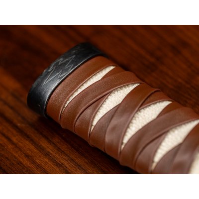 Photo7: Tsuka-gawa Leather Cord 8mm wide 1m